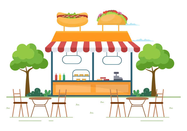 Food Court shop Illustration