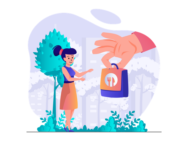 Food delivered to customer  Illustration