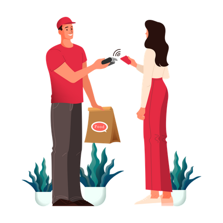 Food delivery and purchase payment Illustration