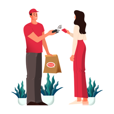 Food delivery and purchase payment  Illustration