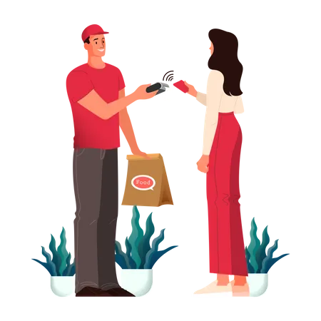 Food delivery and purchase payment  Illustration