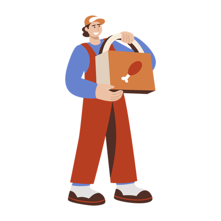 Food delivery boy doing meal delivery  Illustration