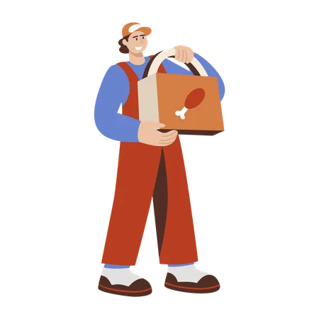 Food delivery boy doing meal delivery  Illustration