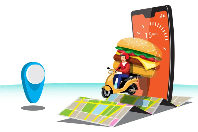 Food Delivery by motorcycle Illustration