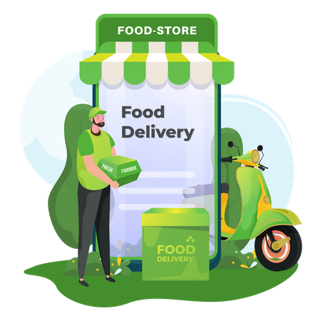 Food delivery courier Illustration