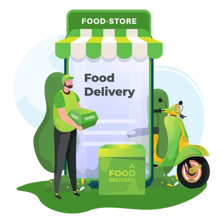 Food delivery courier Illustration