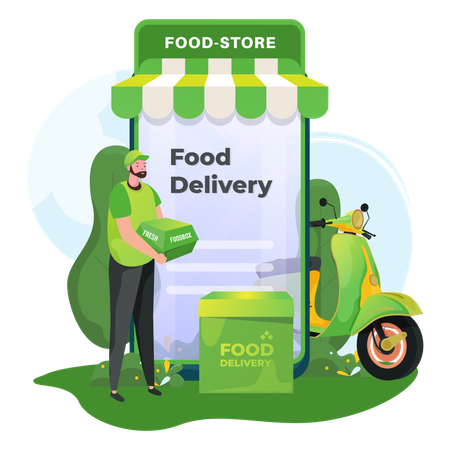 Food delivery courier  Illustration