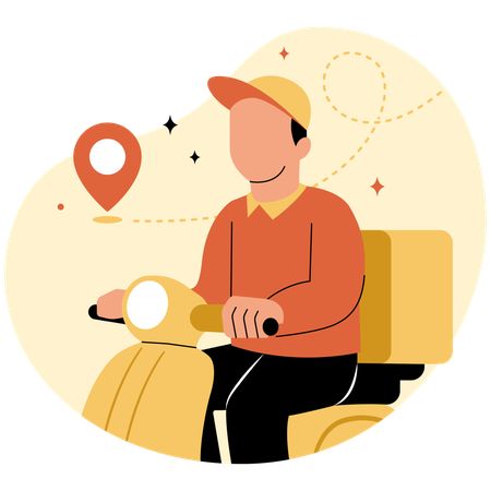 Food delivery courier on his way  Illustration