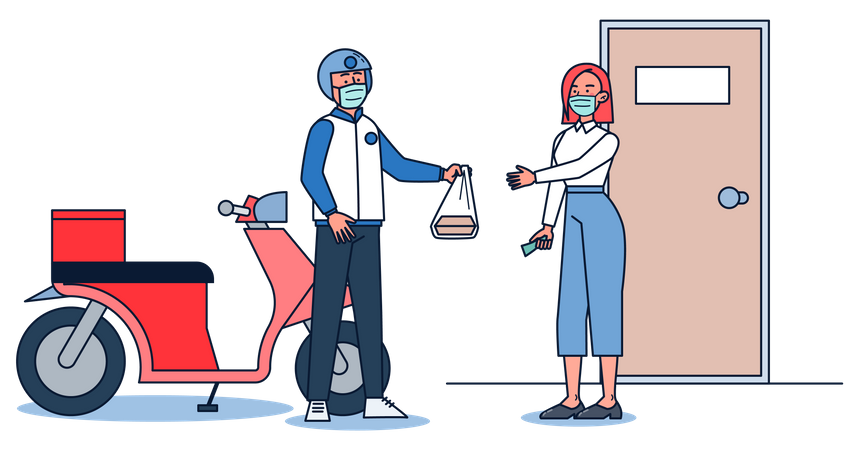 Food Delivery In Coronavirus pandemic Illustration