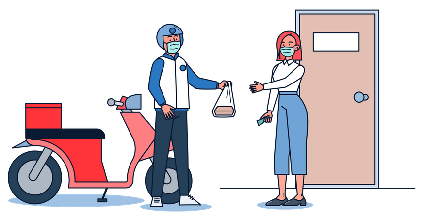 Food Delivery In Coronavirus pandemic  Illustration