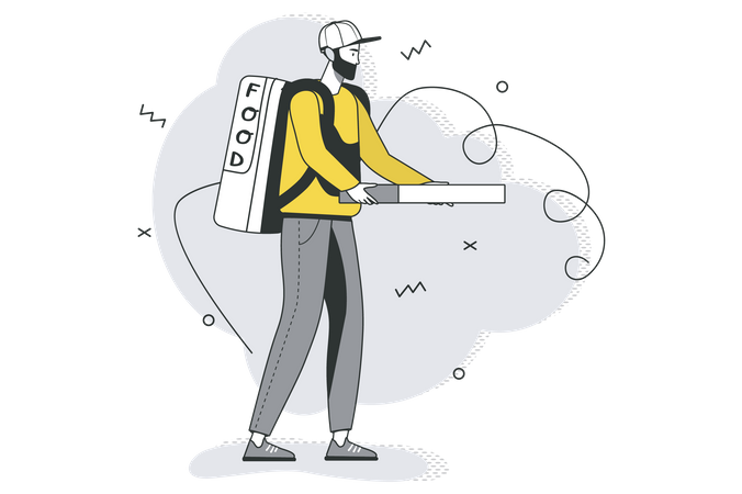 Food Delivery Man  Illustration