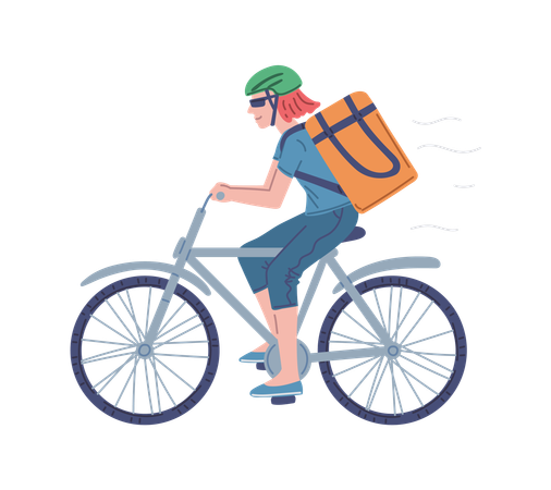 Food delivery man on bicycle with bag  Illustration