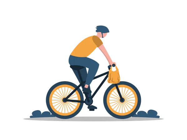 Food delivery man riding bicycle Illustration