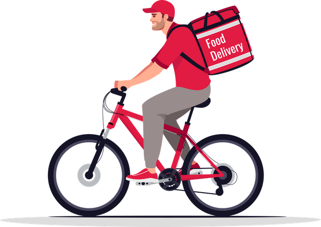 Food delivery on bike  Illustration