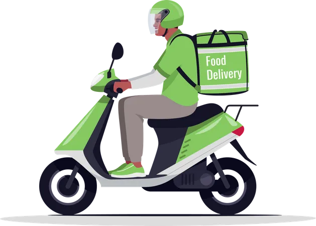 Food delivery on motorbike  Illustration