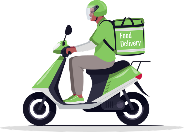 Food delivery on motorbike  Illustration