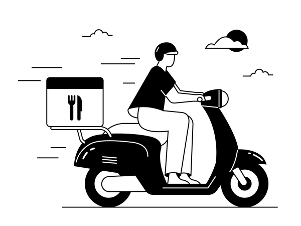 Food Delivery on Motorbike  Illustration