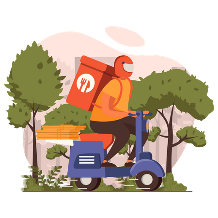 Food delivery on motorbike  Illustration