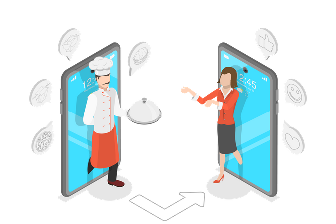 Food Delivery Service, Restaurant and Cafe Online Food Order App  Illustration