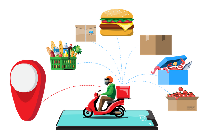 Food Delivery Tracking Illustration