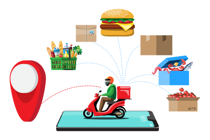 Food Delivery Tracking  Illustration