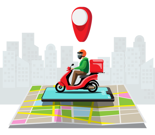 Food Delivery Tracking  Illustration