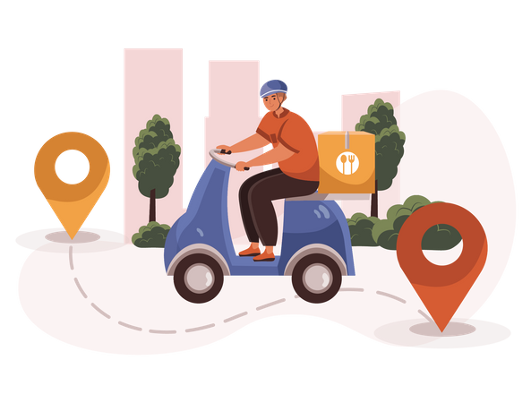 Food Delivery tracking  Illustration