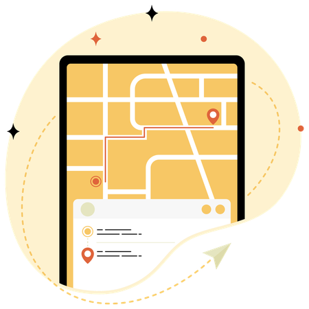 Food Delivery Tracking Map  Illustration