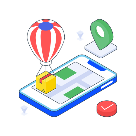 Food Delivery With Balloon  Illustration