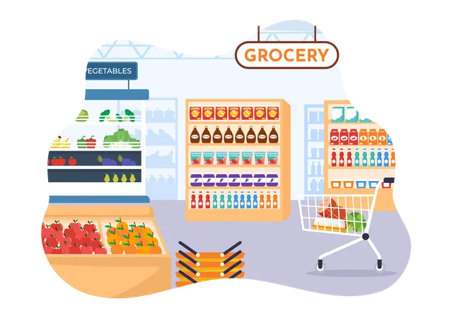 Food Grocery Store Shopping  Illustration