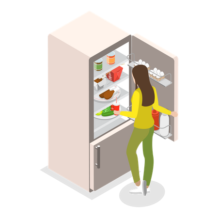 Food In Fridge  Illustration