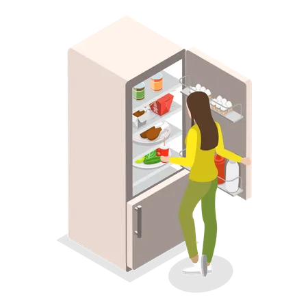 Food In Fridge  Illustration