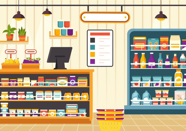 Food in Grocery Store  Illustration