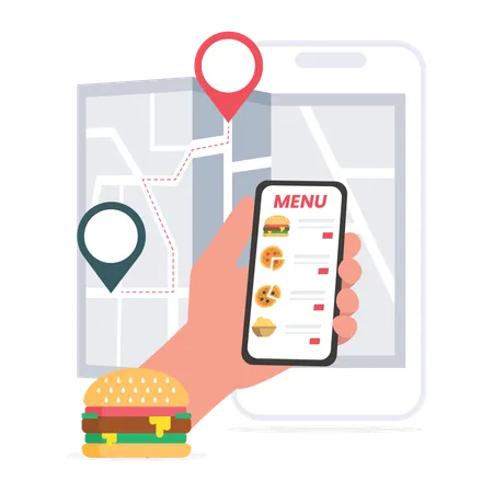 Food menu in food app  Illustration
