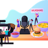 food mukbang broadcasting illustration