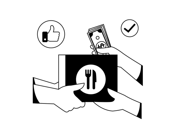 Food Payment by Cash On Delivery Illustration