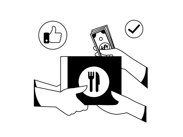 Food Payment by Cash On Delivery  Illustration