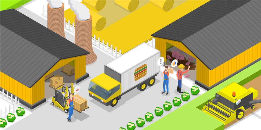 Food Production and Distribution  Illustration