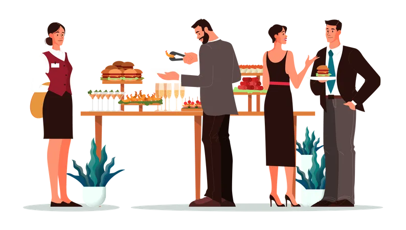 Catering Concept Illustration Idea Of Food Service At The Hotel Event In Restaurant Banquet Or Party Catering Service Web Banner Isolated Vector Flat Illustration Illustration