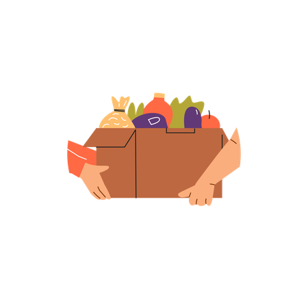 Food sharing with groceries  Illustration