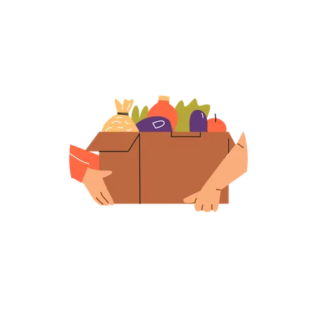 Food sharing with groceries  Illustration