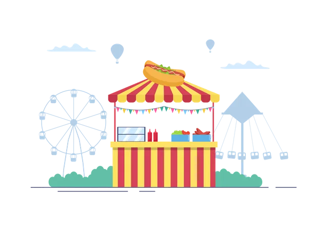 Food stall at funfair  Illustration