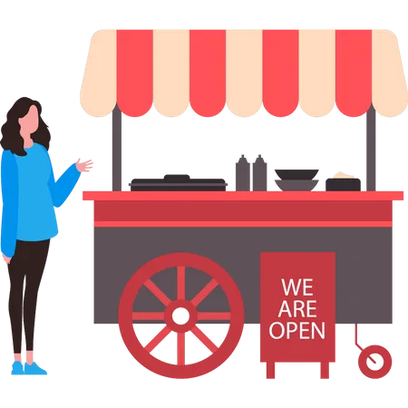 Food stall is open  Illustration