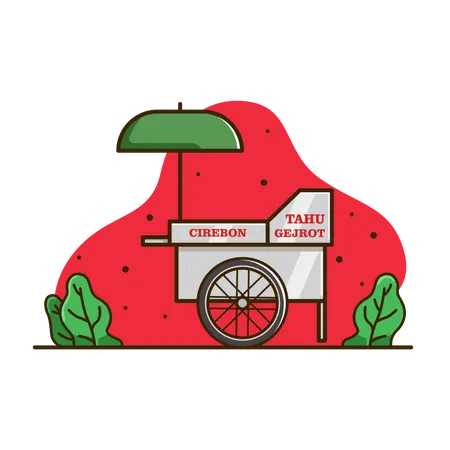 Illustration Of Tahu Gejrot Cart Cart Food Illustration Cart Indonesia Isolated Vector 일러스트레이션