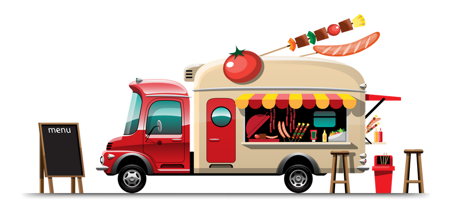 Food truck avec barbecue  Illustration