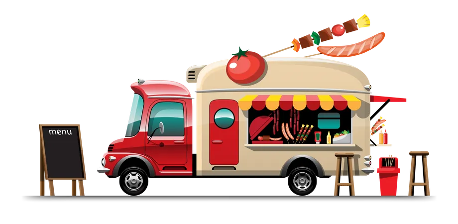 Food truck avec barbecue  Illustration