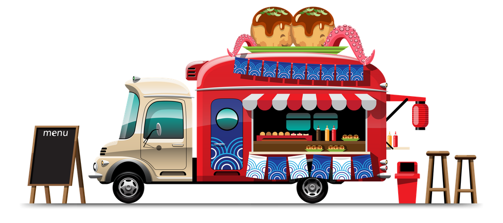 Food truck avec Takoyaki  Illustration