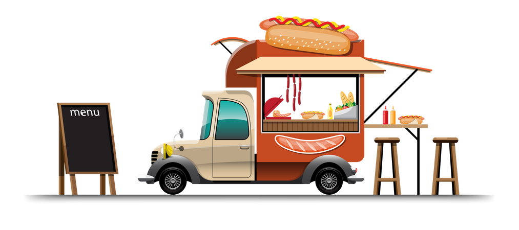 Food truck with hotdog  Illustration