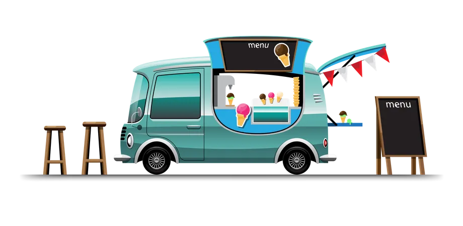 Food truck with ice cream Illustration