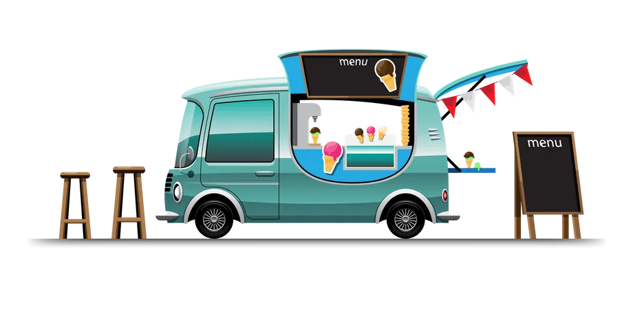 Food truck with ice cream  Illustration